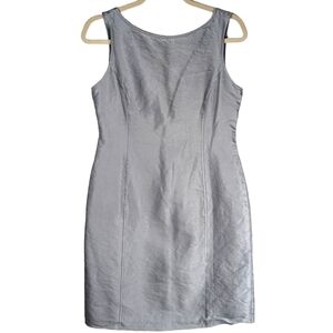Vintage Armani Collezioni Metallic Blue Fairycore Silk Wool Tank Dress Size 8